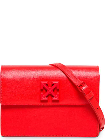 Off-White Jitney Crossbody Bag In Red Saffiano Leather