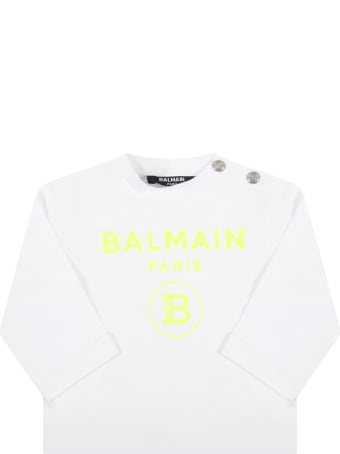 Balmain White T-shirt For Baby Kids With Logo