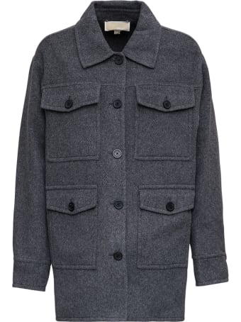 MICHAEL Michael Kors Grey Wool Blend Jacket With Pockets