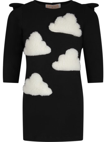 efvva Black Dress For Girl With White Clouds