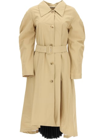 A.W.A.K.E. Mode Trench Coat With Pleated Insert