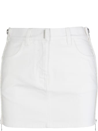 Givenchy White Denim Mini Skirt With Zip