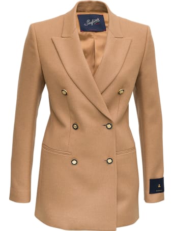 The Seafarer Betty Double-breasted Camel Colored Wool And Cashmere Blazer
