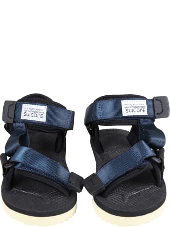 SUICOKE Blue "depa" Sandals For Kids With Logo
