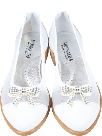 Monnalisa Ballerines Blanches Pour Fille Avec Flocon