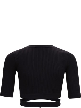 Andrea Adamo Black Ribbed Knit Sweater