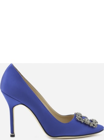 Manolo Blahnik Satin Hangisi Décolleté With Jewel Buckle
