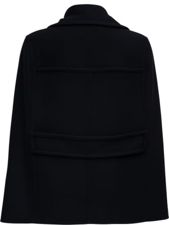Valentino Double-breasted Technical Wool Black Cape