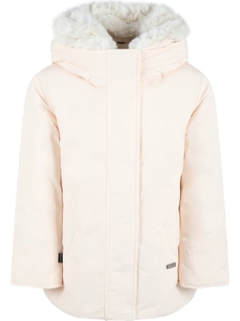 Woolrich Ivory Jacket For Kids With Patch Logo