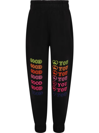 IRENEISGOOD Black Sweatpant For Girl With Writings