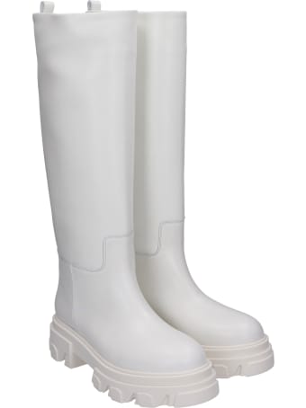 Gia X Pernille Teisbaek Perni 07 Low Heels Boots In White Leather