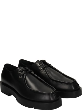 Givenchy Squared Derby Lace Up Shoes In Black Leather
