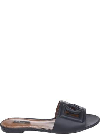 Dolce & Gabbana Embossed Logo Flat Sandals