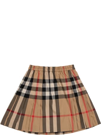 Burberry Vintage Check Cotton Pleated Skirt