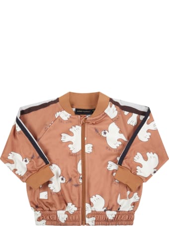 Mini Rodini Brown Sweatshirt For Babykids With White Doves