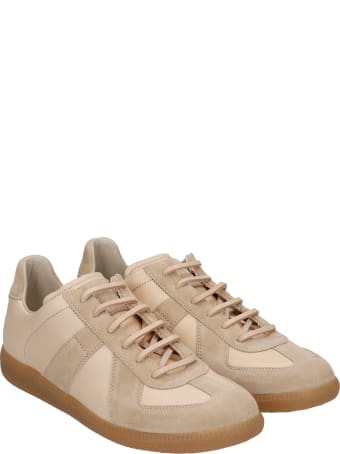 Maison Margiela Replica Sneakers In Powder Suede And Leather