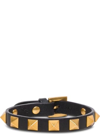 Valentino Garavani Black Leather Bracelet With Studs