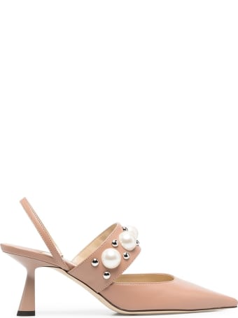 Jimmy Choo Breslin Pumps In Pink Leather With Pearls Inserts