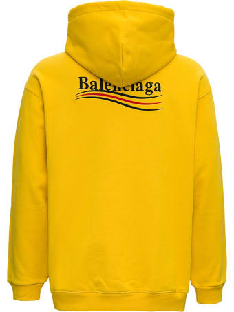 Balenciaga Organic Cotton Yellow Hoodie With Logo Print