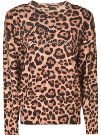 Blumarine Logo Studded Animalier Print Sweater