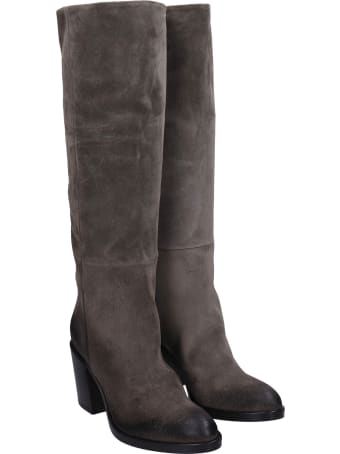 Strategia High Heels Boots In Grey Suede