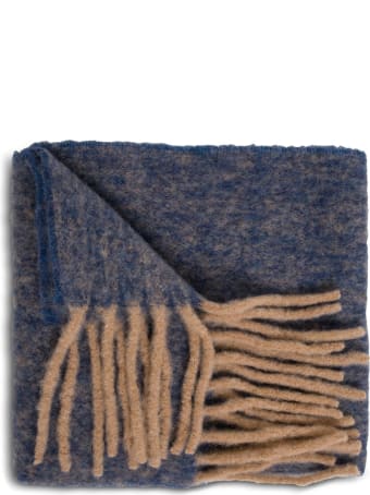 Momonì Le Porge Blue And Beige Wool Scarf