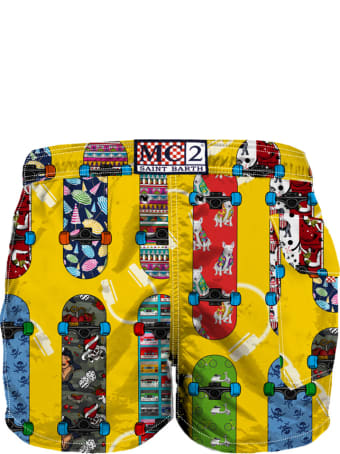 MC2 Saint Barth Skateboard Yellow Boy Swim Trunks