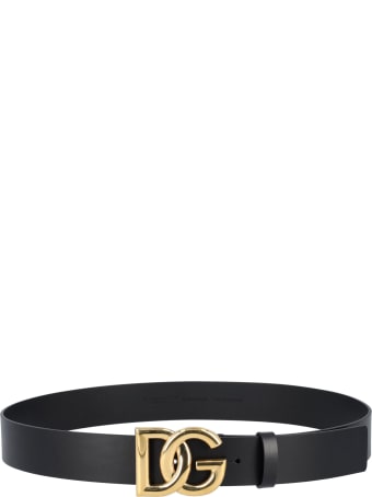 Dolce & Gabbana Dolce&gabbana Lux Leather Belt With Crossover Dg Logo Buckle