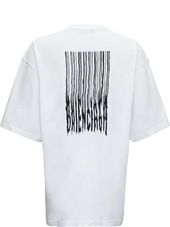 Balenciaga White Cotton Oversize Barcode T-shirt