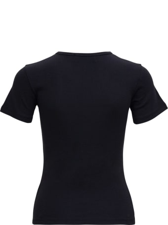 Marine Serre Black Organic Cotton T-shirt With Logo