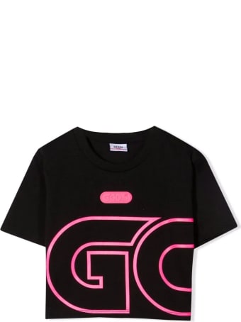 GCDS Black Cotton Cropped T-shirt