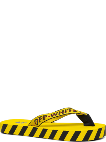 Off-White Industrial Rubber And Fabric Flip Flops