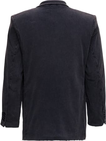 Balenciaga Double-breasted Jacket In Washed Effect Black Cotton