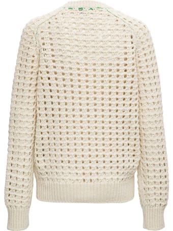 Bottega Veneta Open Mesh Sweater In Ivory Colored Wool