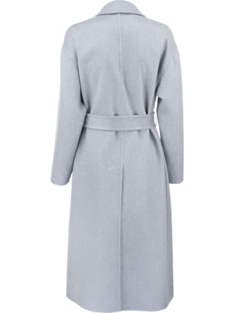 Brunello Cucinelli Handmade Coat In Cashmere Double Cloth With Belt And Monili
