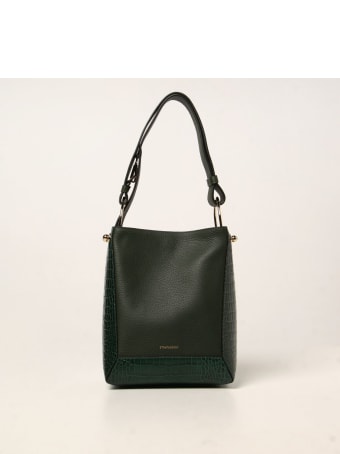 Strathberry Shoulder Bag Strathberry Midi Wool Bag In Textured Leather And With Crocodile Print