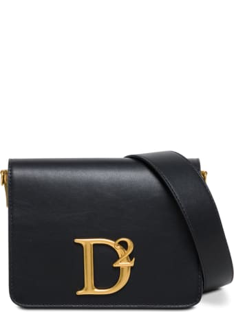 Dsquared2 Black Leather Crossbody Bag With Logo Buckle