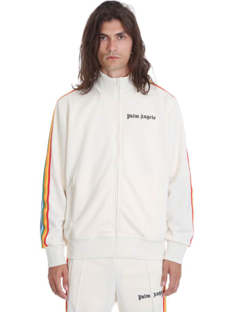 Palm Angels Rainbow Track Sweatshirt In White Polyester