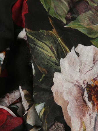 Dolce & Gabbana Fringed Edge Floral Print Scarf