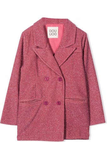 Douuod Fuchsia Pink Metallic Threading Coat