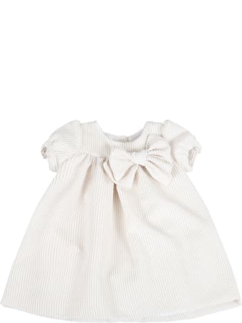 Little Bear Beige Dress For Babygirl With Bow