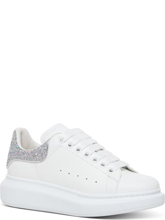 Alexander McQueen Leather Leather Sneakers With Glittery Heel Tab