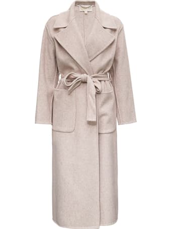 MICHAEL Michael Kors Long Beige Wool Coat With Belt