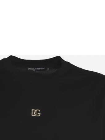 Dolce & Gabbana Cotton T-shirt With Contrasting Logo Detail