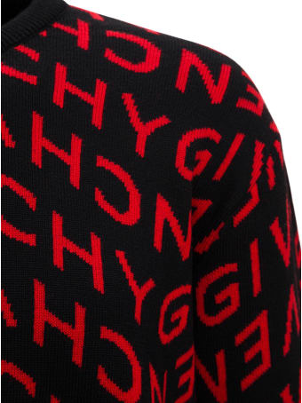 Givenchy Wool Sweater With Allover Refracted Logo Jacquard