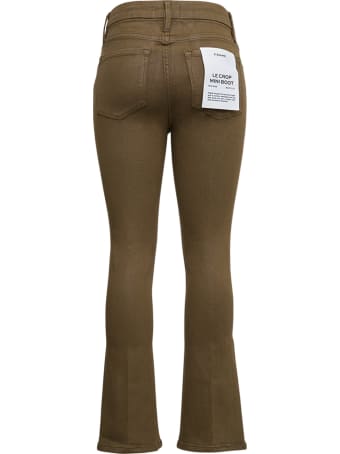 Frame Green Flared Coated Denim Jeans