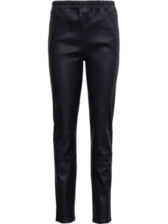 ARMA Black Leather Pants With Drawstring