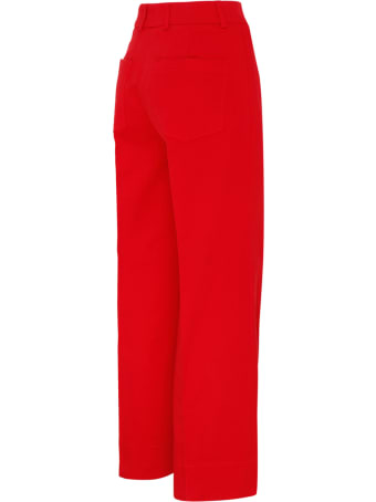 QL2 Red Sibilla Cotton Blend High Waist Pants