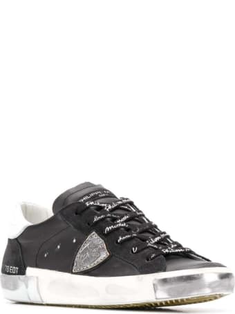 Philippe Model Prsx Low Sneakers In Black Leather