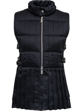 Noir Kei Ninomiya Pleated Black Nylon Vest With Buckles